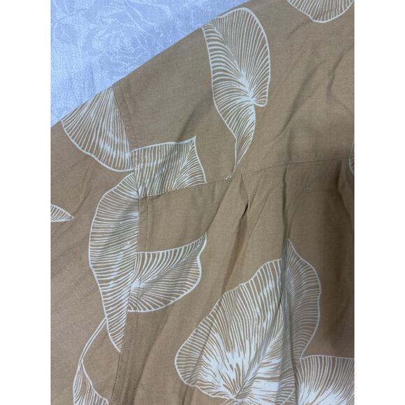 Paradise by Axis Button Up 1X BIG 100% Silk Yellow Palm Print Hawaiian Tropical - Picture 8 of 9